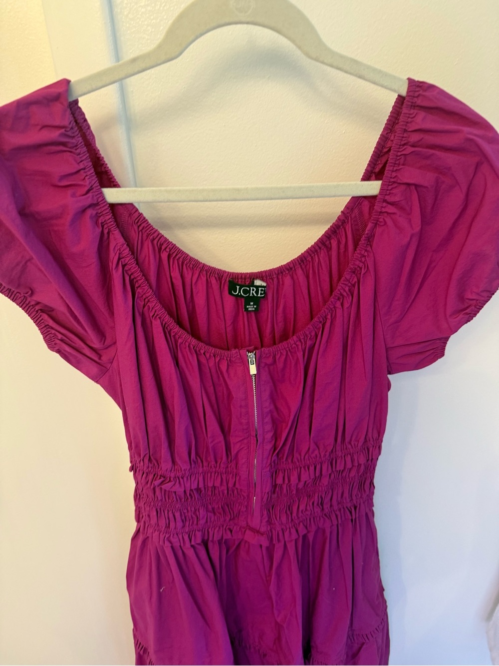 J.CREW Magenta Zip-Front Peasant Dress